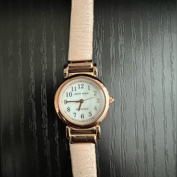 Anne Klein Accessories - Anne Klein 10/9886 Rose Gold Bezel Pink Leather Band Women's Watch
